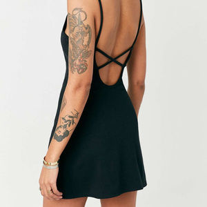 BDG Black Ribbed Knit Strappy Mini Dress NWOT